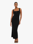 Popilush® dress, Black maxi dress with square neck and lace detail