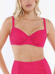 Popilush® pink underwire bikini top: ruched, supportive design