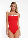 Popilush® Contrast Trim Shapewear Bodysuit in red, for women