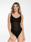 Popilush® black mesh bodysuit, for shapewear dresses, all-in-one