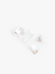 Transparent adjustable bra straps with beige hooks and clear sliders, made from TPU.