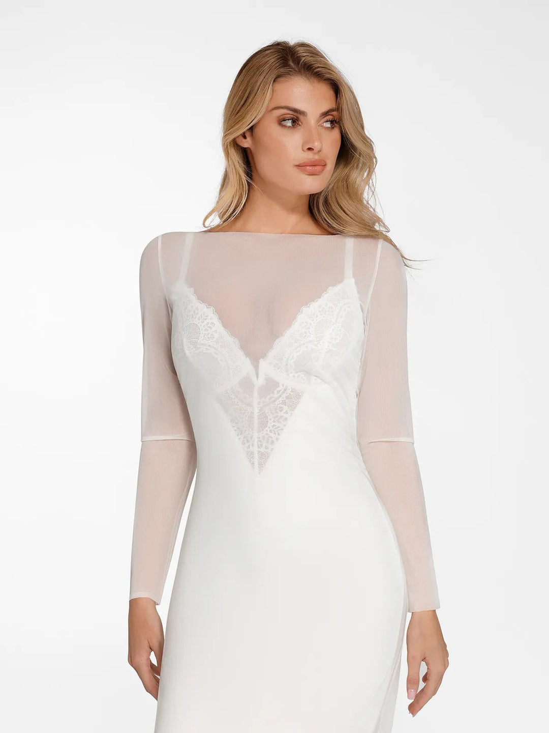 Shapewear Lace Dress | Sheer Mesh Cover-Up Set - Popilush Shapewear Lace Dress | Sheer Mesh Cover-Up Set - Popilush
