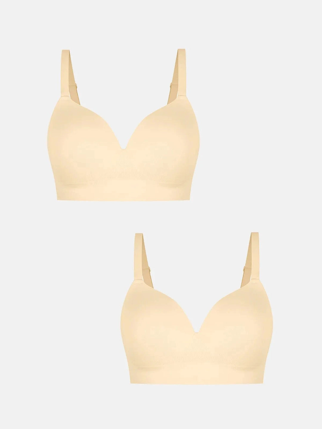 Popilush® Supportive No Underwire Bra Beige+Beige / S 2-Pack ContourLift™ Seamless Wireless Shaping Push Up Bra Bundle