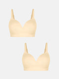 Popilush® Supportive No Underwire Bra Beige+Beige / S 2-Pack ContourLift™ Seamless Wireless Shaping Push Up Bra Bundle