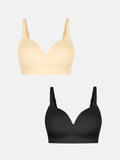 Popilush® Supportive No Underwire Bra Black + Beige / S 2-Pack ContourLift™ Seamless Wireless Shaping Push Up Bra Bundle