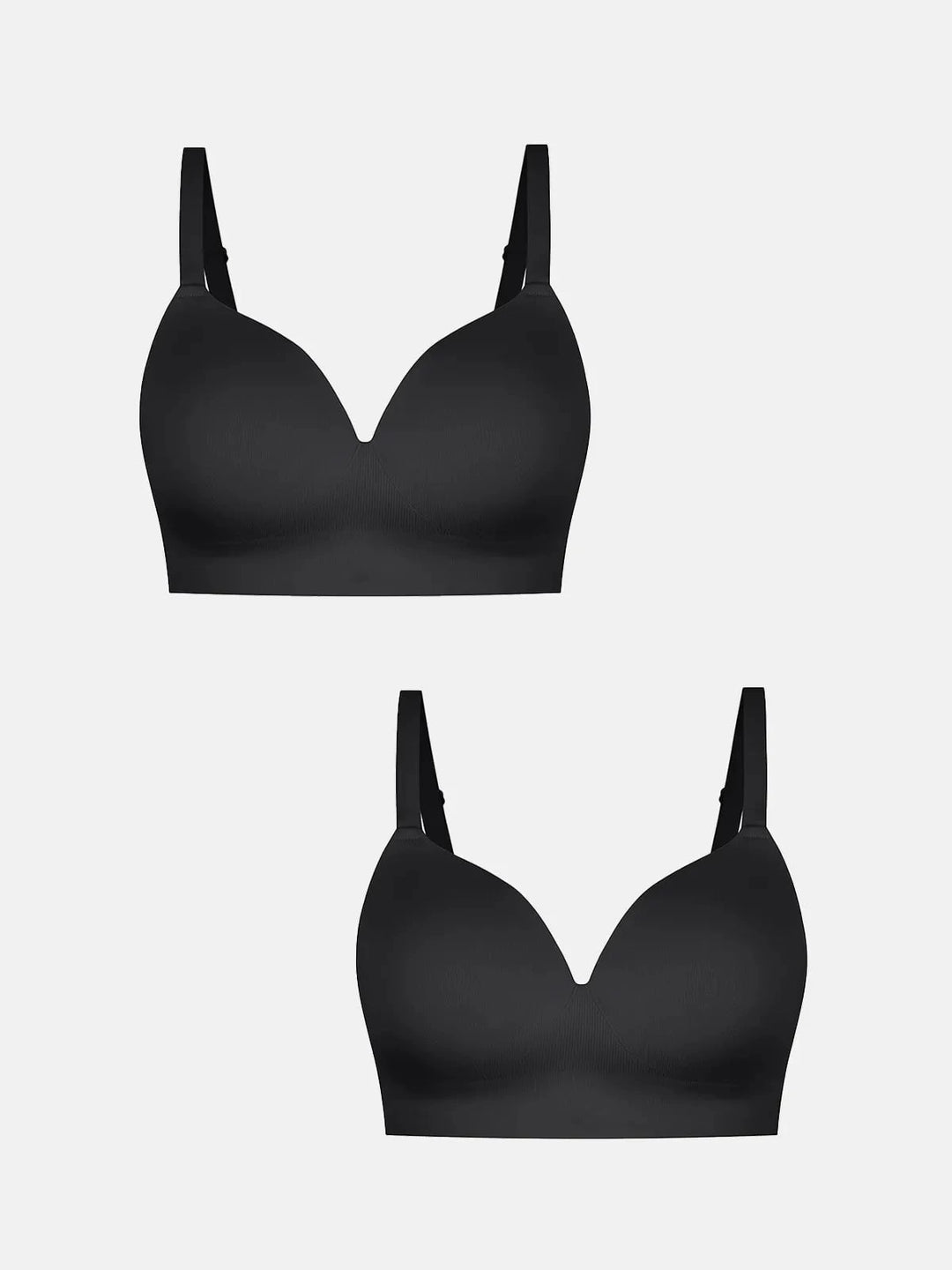 Popilush® Supportive No Underwire Bra Black+Black / S 2-Pack ContourLift™ Seamless Wireless Shaping Push Up Bra Bundle