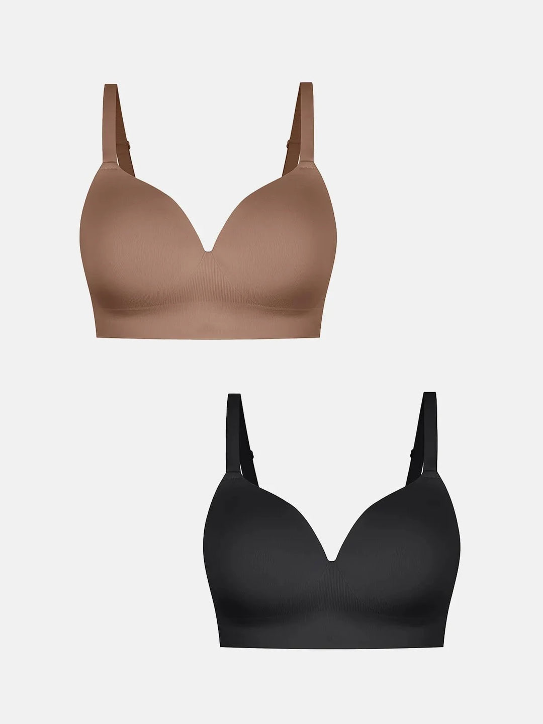 Popilush® Supportive No Underwire Bra Black + Coffee / S 2-Pack ContourLift™ Seamless Wireless Shaping Push Up Bra Bundle