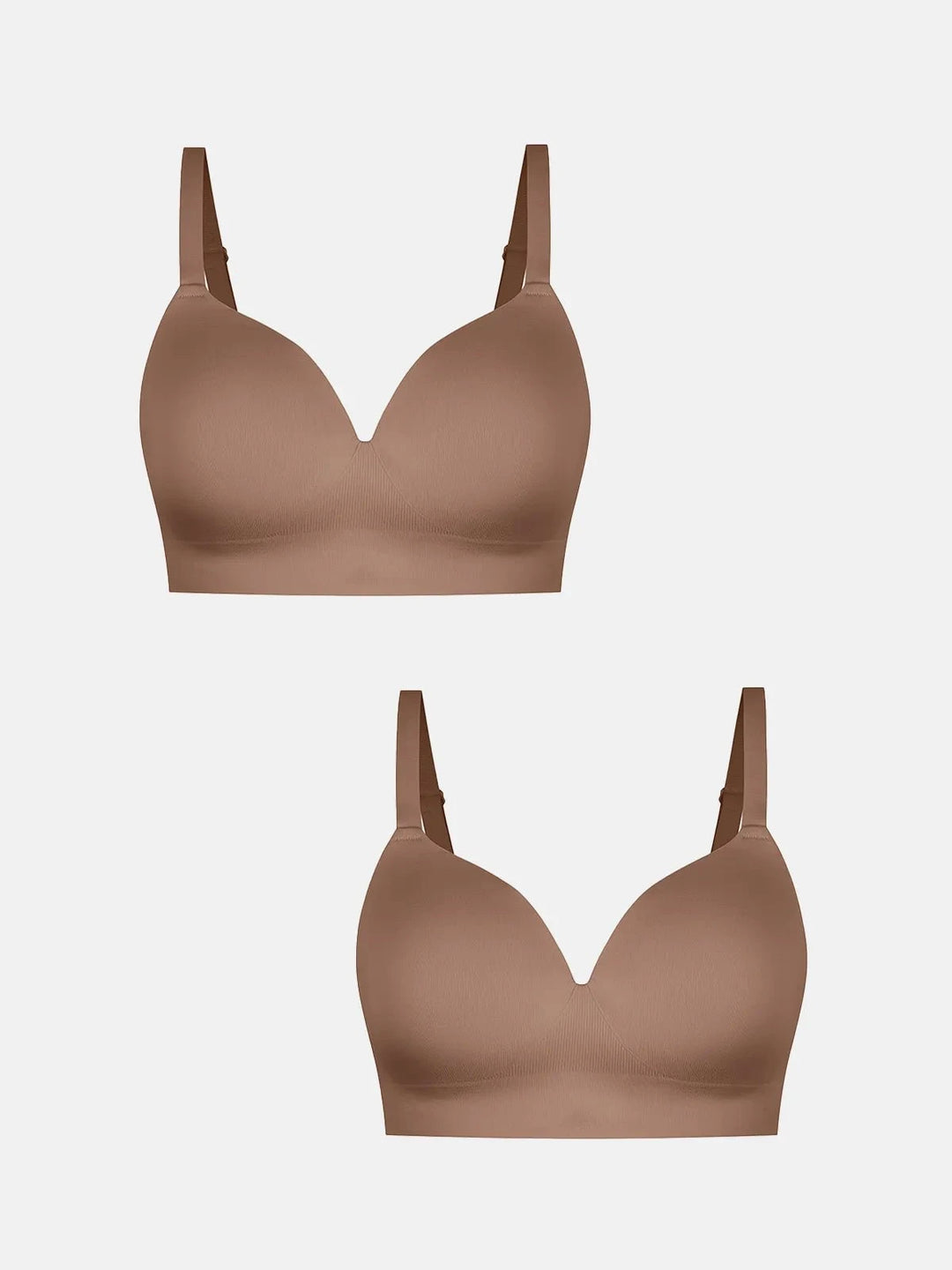 Popilush® Supportive No Underwire Bra Coffee+Coffee / S 2-Pack ContourLift™ Seamless Wireless Shaping Push Up Bra Bundle