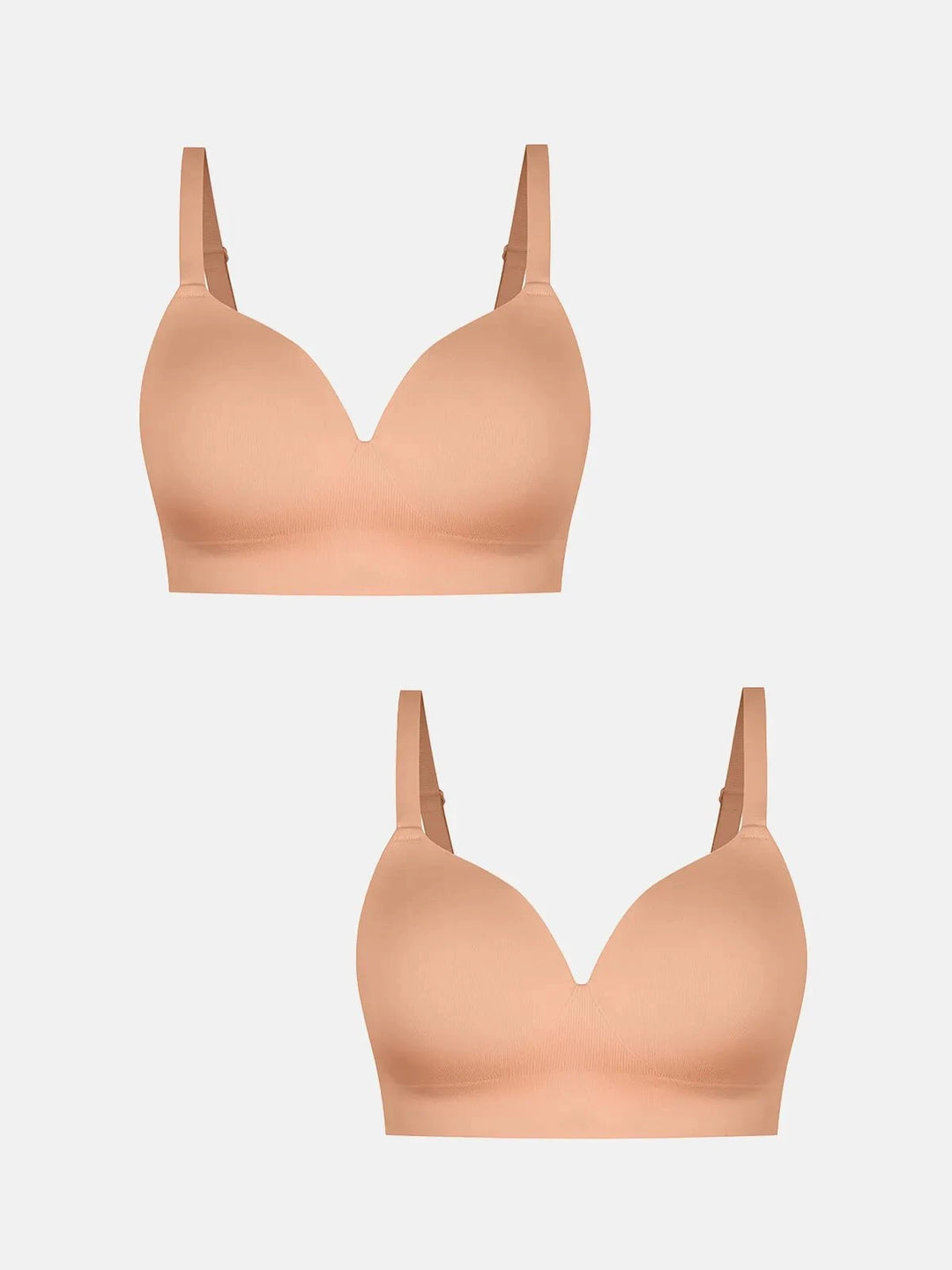 Popilush® Supportive No Underwire Bra Dark Beige+Dark Beige / S 2-Pack ContourLift™ Seamless Wireless Shaping Push Up Bra Bundle