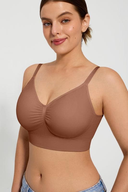 Popilush® Supportive No Underwire Bra 2-Pack Seamless Comfort Removable Pad Everyday Bra Bundle