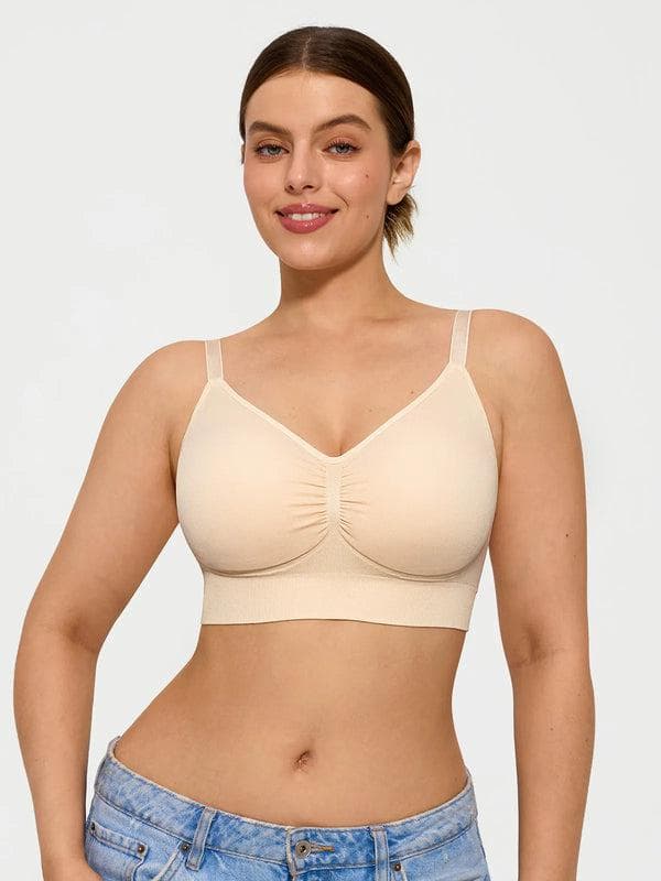 Popilush® Supportive No Underwire Bra 2-Pack Seamless Comfort Removable Pad Everyday Bra Bundle