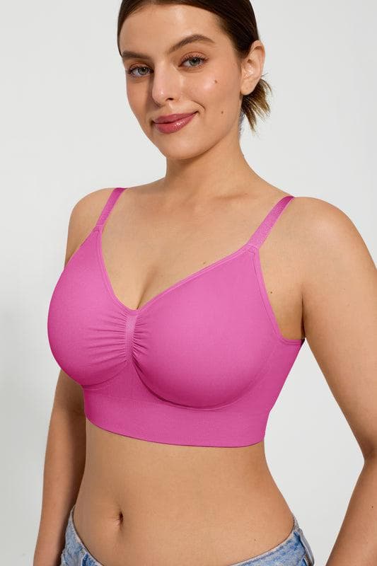Popilush® Supportive No Underwire Bra 2-Pack Seamless Comfort Removable Pad Everyday Bra Bundle