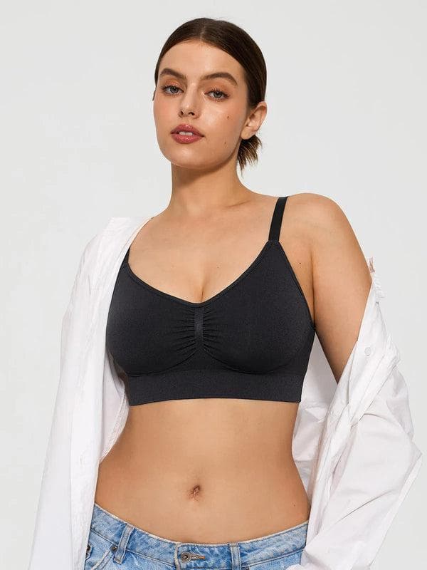 Popilush® Supportive No Underwire Bra 2-Pack Seamless Comfort Removable Pad Everyday Bra Bundle