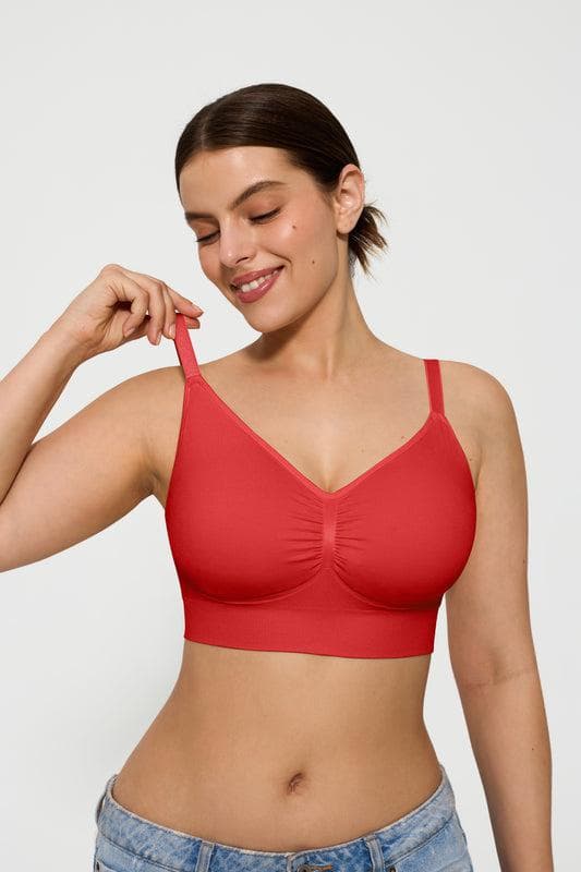 Popilush® Supportive No Underwire Bra 2-Pack Seamless Comfort Removable Pad Everyday Bra Bundle