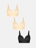Popilush® Beige + Beige + Black / S 3-Pack ContourLift™ Seamless Wireless Shaping Push Up Bra Bundle