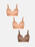 Popilush® Dark Beige + Dark Beige + Coffee / S 3-Pack ContourLift™ Seamless Wireless Shaping Push Up Bra Bundle