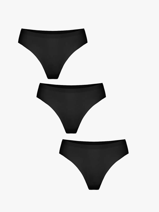 Popilush® Black / XS 3-Pack Featherweight No-Show Thong Set