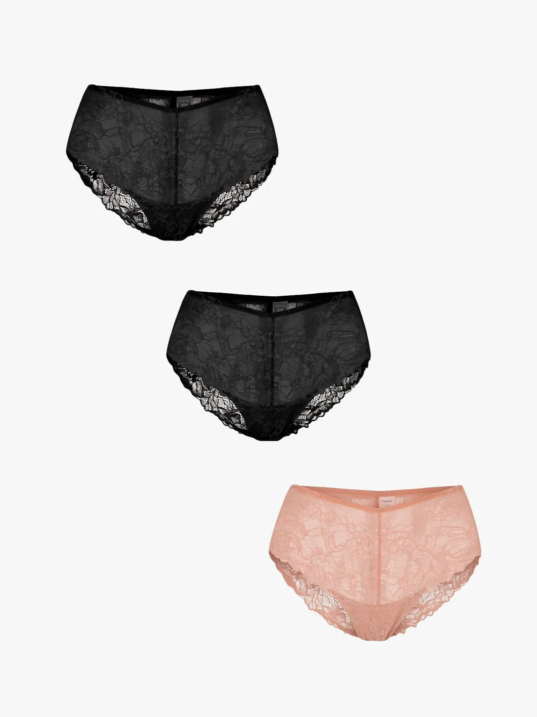 Popilush® Black + Black + Skin / XS 3-Pack Mid-Rise Lace Brief Bundle