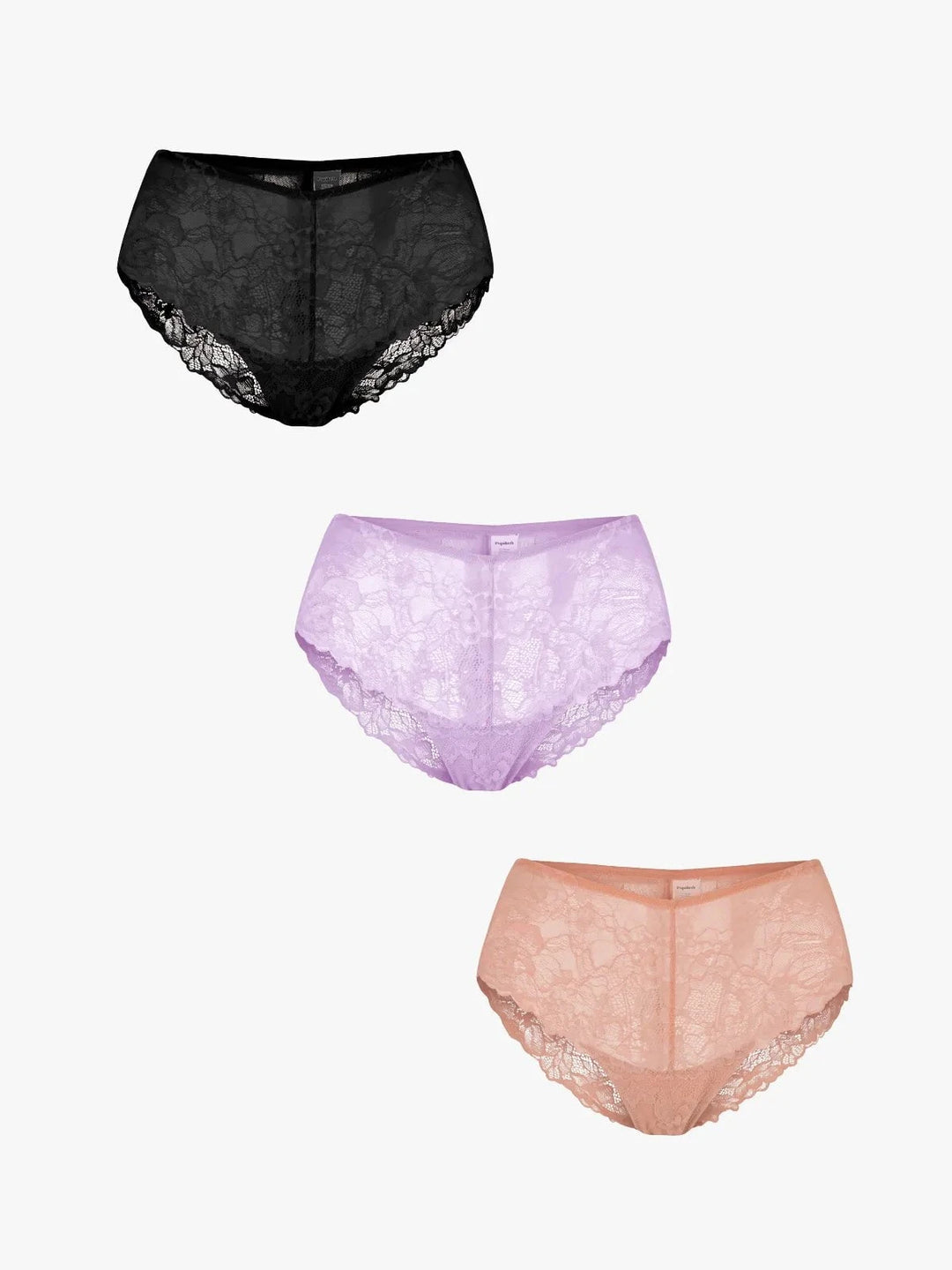 Popilush® Black + Purple + Skin / XS 3-Pack Mid-Rise Lace Brief Bundle