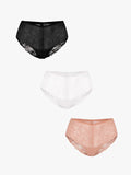 Popilush® Black + White + Skin / XS 3-Pack Mid-Rise Lace Brief Bundle