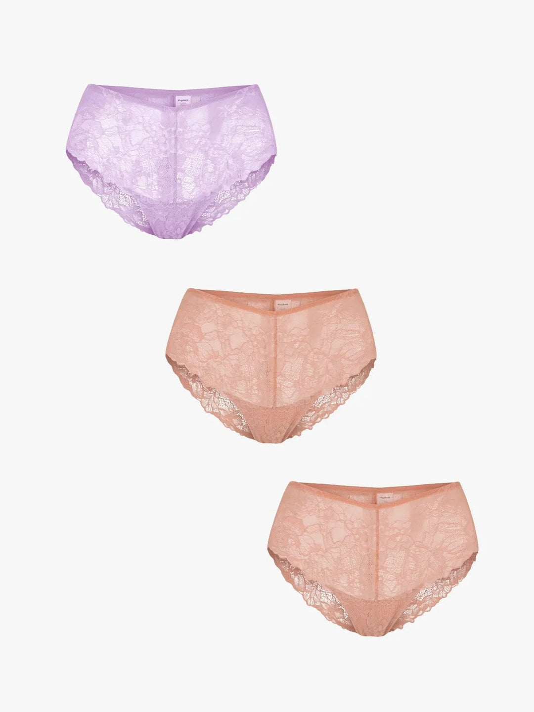 Popilush® Purple + Skin + Skin / XS 3-Pack Mid-Rise Lace Brief Bundle