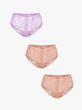 Popilush® Purple + Skin + Skin / XS 3-Pack Mid-Rise Lace Brief Bundle