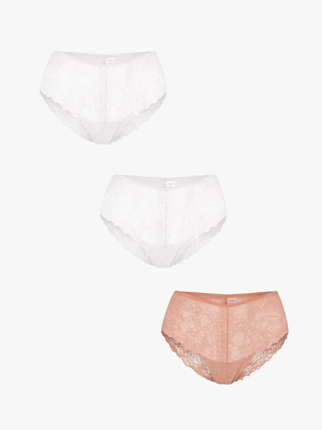 Popilush® White + White + Skin / XS 3-Pack Mid-Rise Lace Brief Bundle