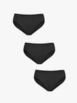 3-Pack seamless high-stretch bikini set in black, showing the high-rise waistband and full coverage.