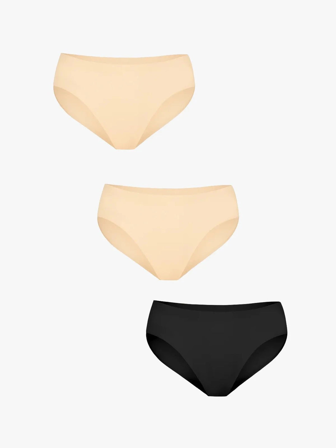 Popilush® Beige + Beige + Black / XS 3-Pack SoftForm Low-Rise Brief Bundle