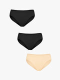 Popilush® Beige + Black + Black / XS 3-Pack SoftForm Low-Rise Brief Bundle