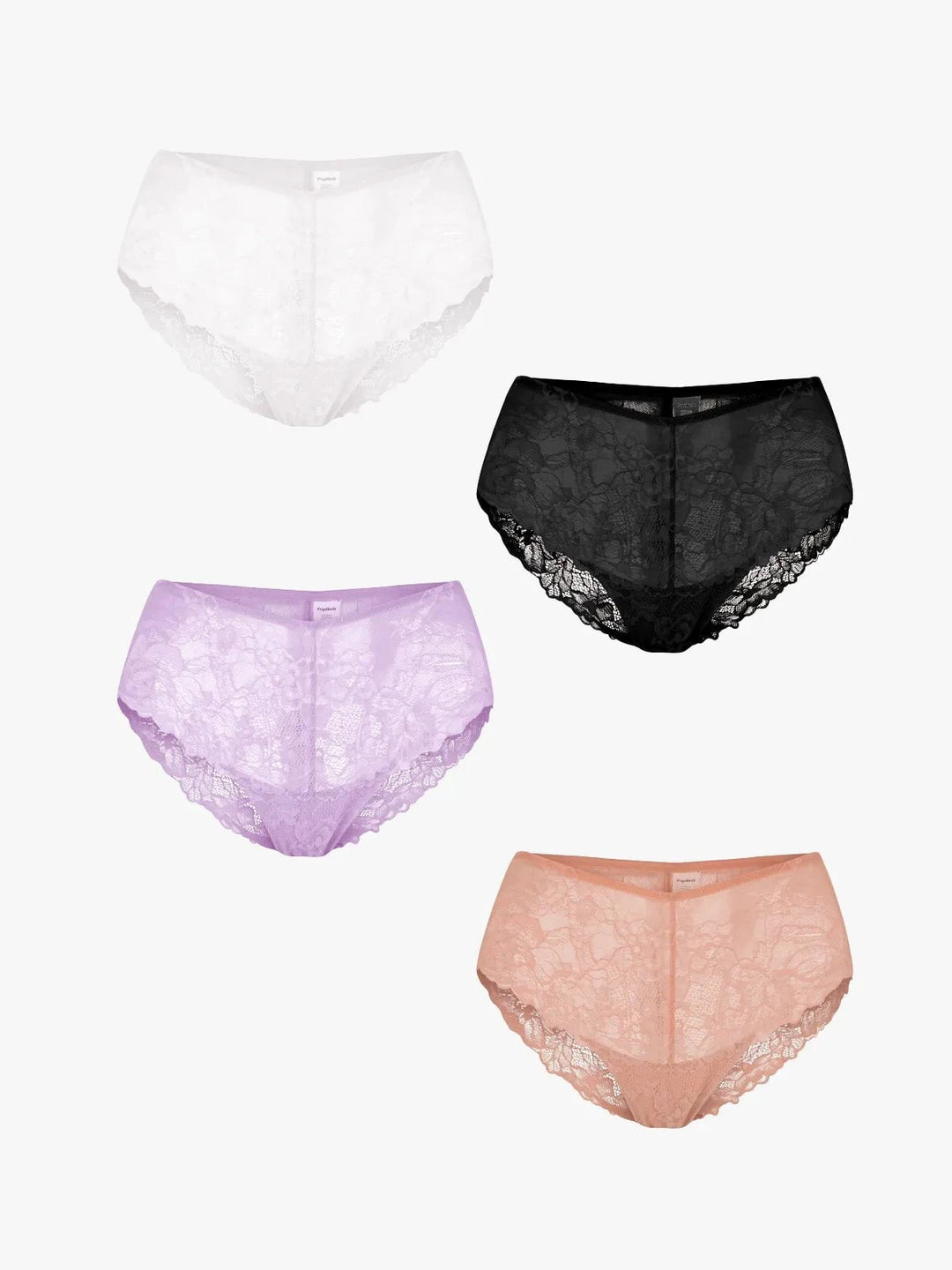 Popilush® Skin + Purple + Black + White / XS 4-Pack Mid-Rise Lace Brief Bundle