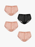 Popilush® Skin + Skin + Skin + Black / XS 4-Pack Mid-Rise Lace Brief Bundle