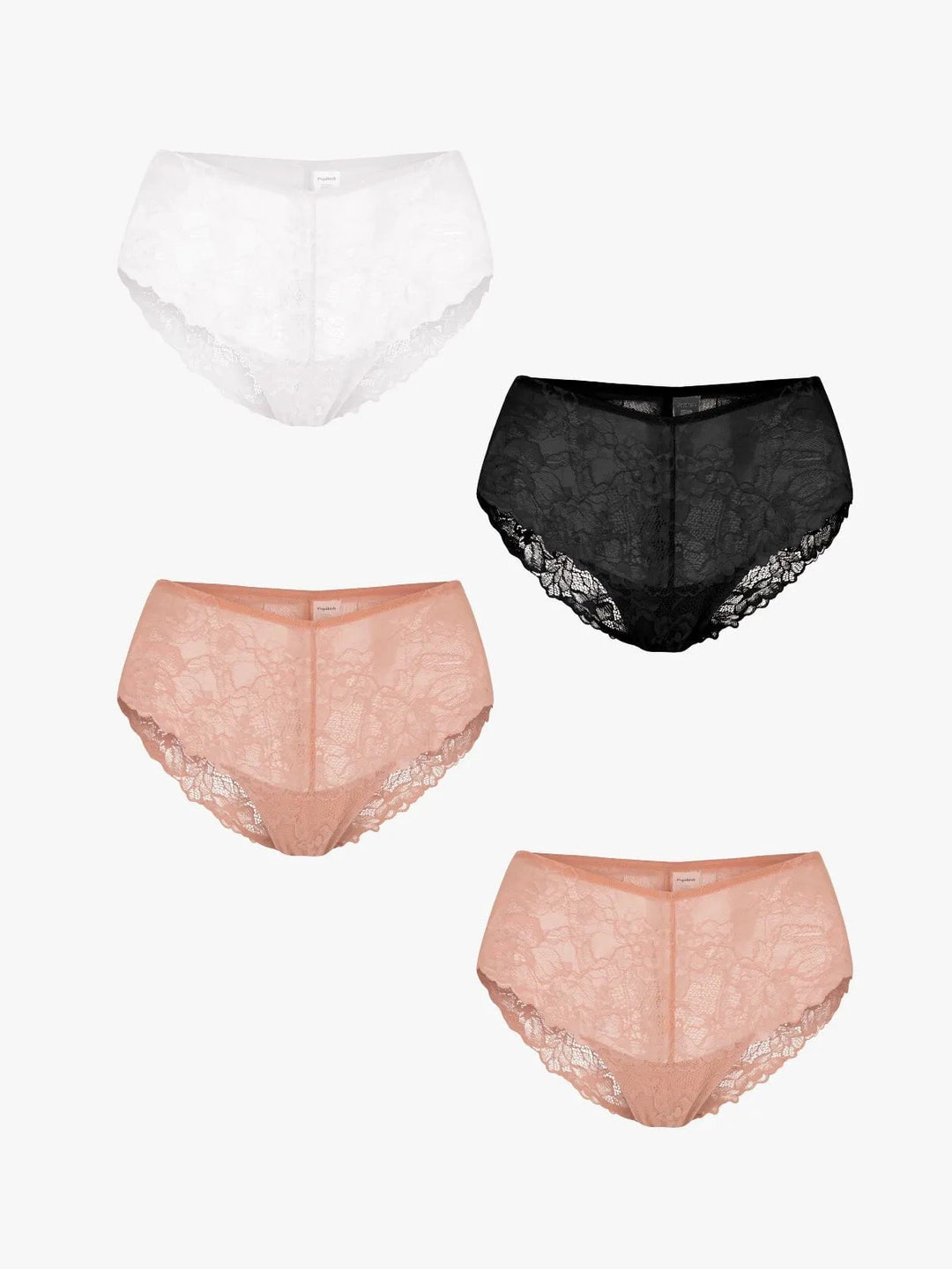 Popilush® Skin + Skin + White + Black / XS 4-Pack Mid-Rise Lace Brief Bundle
