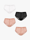 Popilush® Skin + Skin + White + Black / XS 4-Pack Mid-Rise Lace Brief Bundle