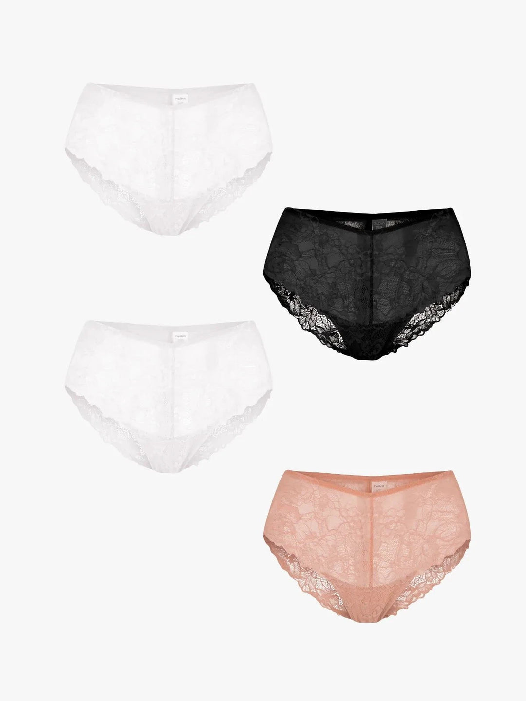 Popilush® White + White + Black + Skin / XS 4-Pack Mid-Rise Lace Brief Bundle