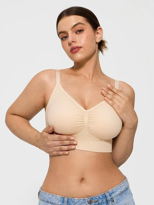 Popilush® Supportive No Underwire Bra 4-Pack Seamless Comfort Removable Pad Everyday Bra Bundle