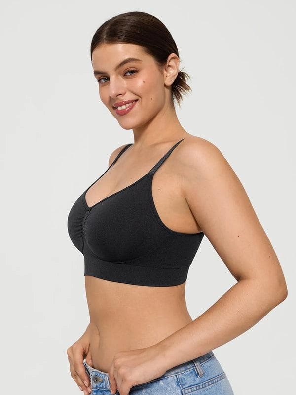 Popilush® Supportive No Underwire Bra 4-Pack Seamless Comfort Removable Pad Everyday Bra Bundle