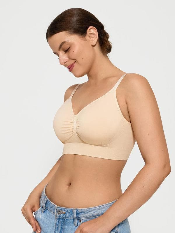 Popilush® Supportive No Underwire Bra 4-Pack Seamless Comfort Removable Pad Everyday Bra Bundle