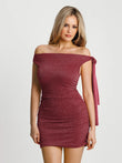 Popilush® Asymmetric Shoulder Tie Ruched Sculpting Midi Dress