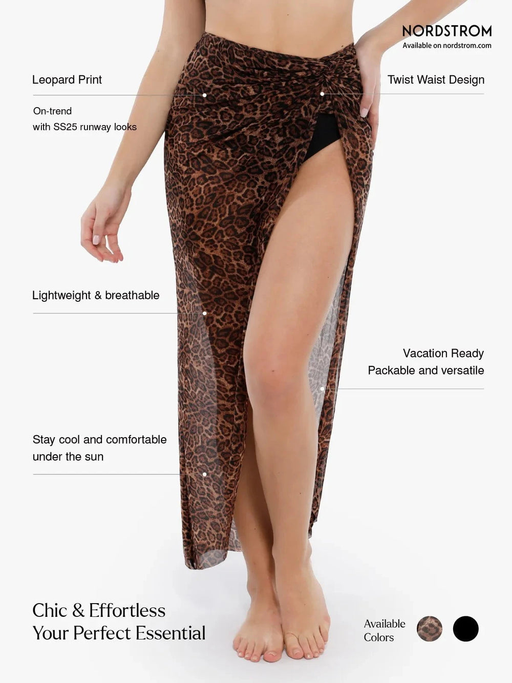 Popilush® Beach Wrap Swim Cover Up Bias Twist Mesh Sarong Coverup