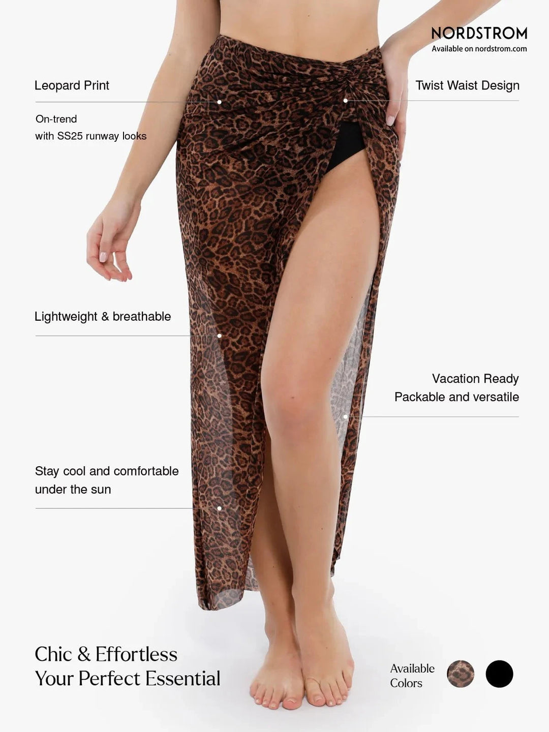 Popilush® Beach Wrap Swim Cover Up Bias Twist Mesh Sarong Coverup