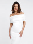 White midi dress with built-in shapewear, Popilush® for a sleek look