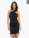 Popilush® Cooling Party Cocktail Evening Summer Dress Black / XS Bluetag Cooling Shapewear One-Shoulder Ruched Bodycon Dress