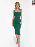 Popilush® Cooling Bodycon Summer Dress Green / S Bluetag Cooling Shapewear Slimming Midi Tube Dress