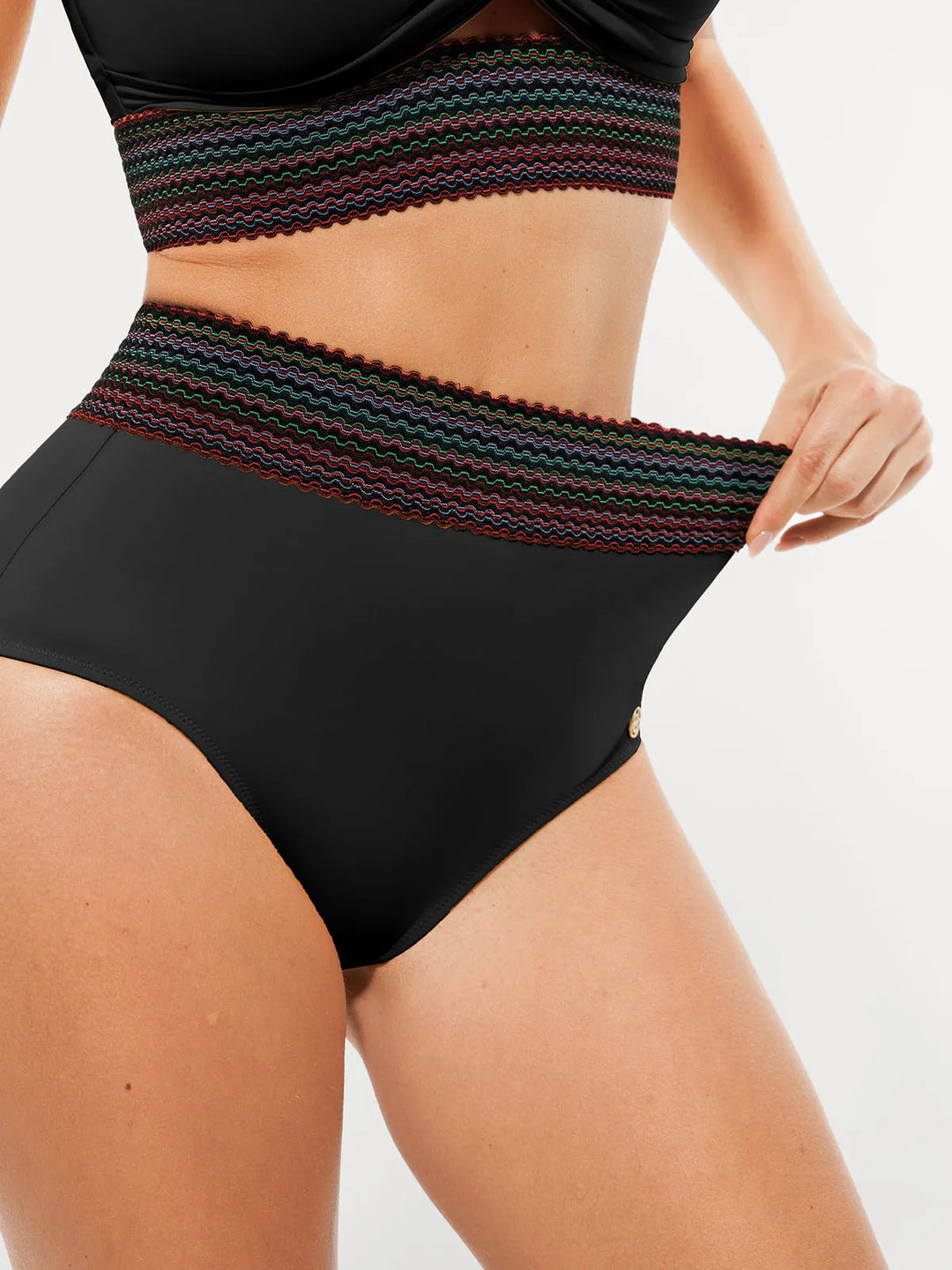 Popilush® Boho Trim High Waist Tummy Control Bikini Set