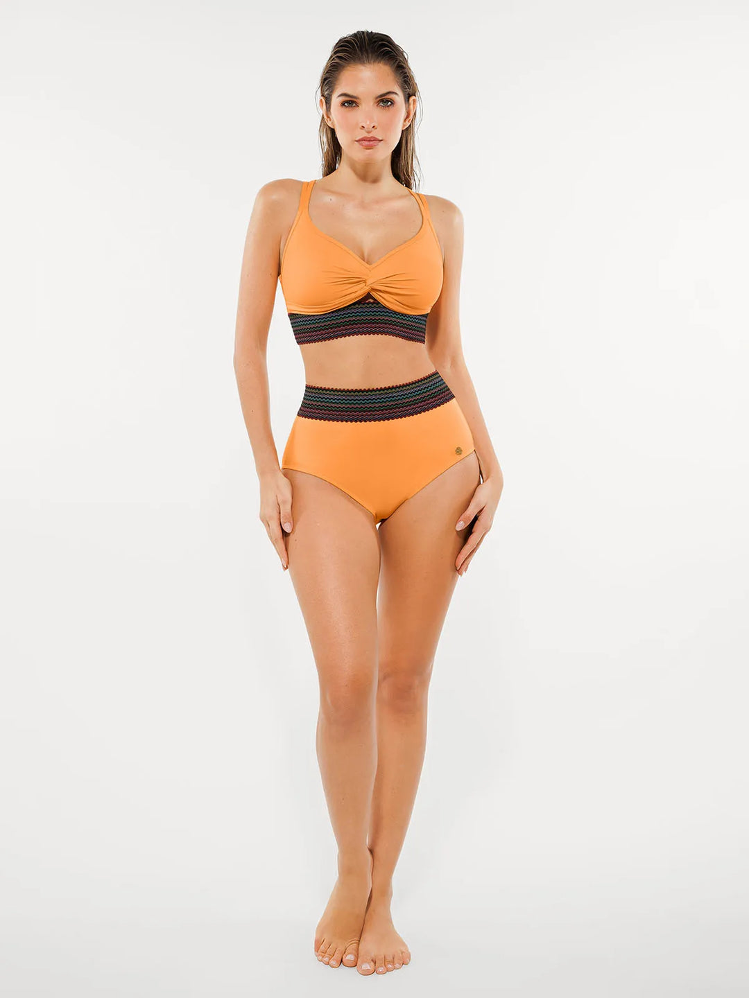 Popilush® Boho Trim High Waist Tummy Control Bikini Set