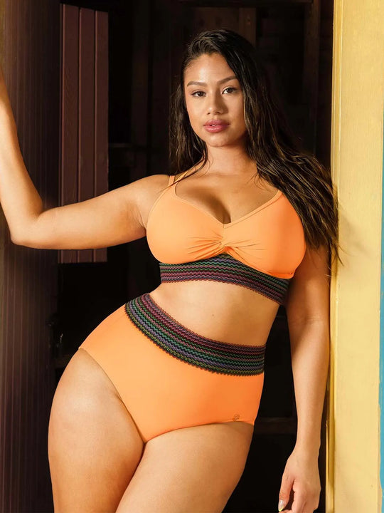 Popilush® Boho Trim High Waist Tummy Control Bikini Set