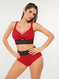 Popilush® Boho Trim High Waist Tummy Control Bikini Set
