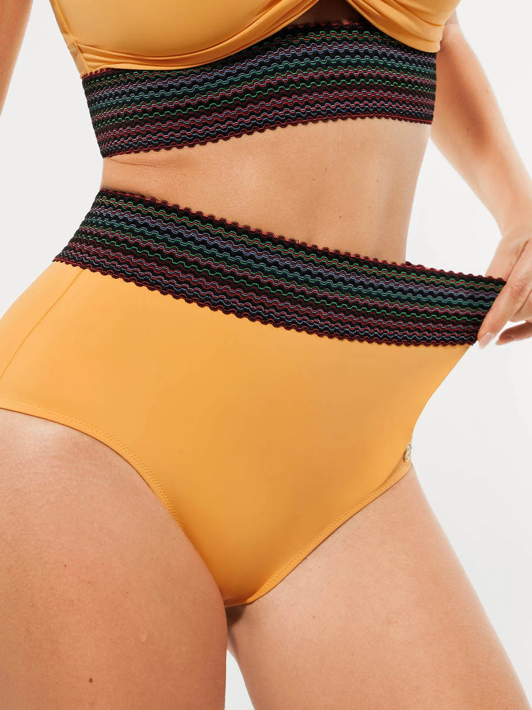 Popilush® Boho Trim High Waist Tummy Control Bikini Set