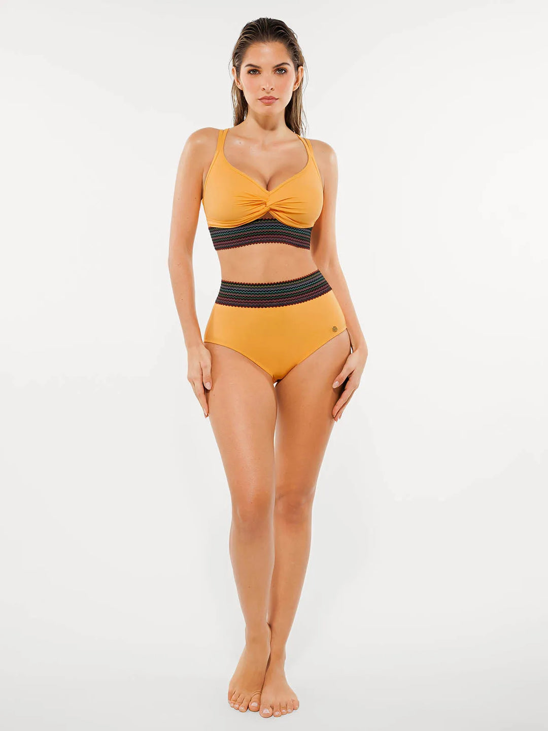 Popilush® Boho Trim High Waist Tummy Control Bikini Set